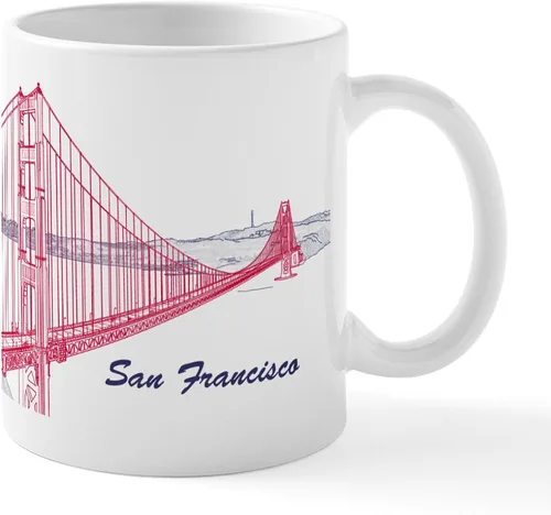 CafePress Taza de café de cerámica de 11 oz (11.0 fl oz) de San Francisco Blanco - Taza San Francisco