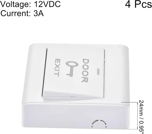Miniatura 3 de uxcell Interruptor de liberación de botón de salida para puerta Sistema de control de acceso Panel de PC 3.386 inx3.386 in 12V 3A Blanco 4 unids