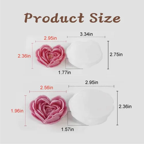 Miniatura 2 de 2 paquetes de moldes para velas en forma de corazón, moldes de silicona en forma de corazón y rosa para velas, moldes para velas de rosa