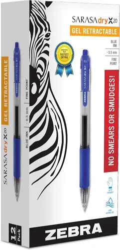 Miniatura 5 de Zebra Pen Sarasa Dry X20 - Bolígrafo retráctil de gel, punta fina, 0.5 mm, tinta negra, 12 unidades (46710)