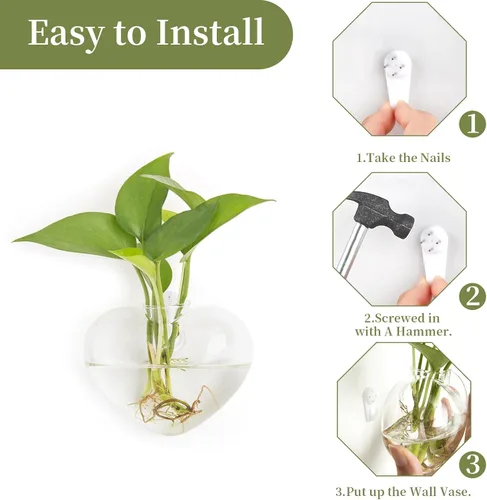 Miniatura 6 de XXXFLOWER Terrarios de vidrio para colgar en la pared, macetas transparentes, estación de propagación, jarrón de flores de vidrio, terrarios