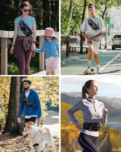 Miniatura 2 de WATERFLY Riñonera de gran tamaño para hombres y mujeres, para viajes, correr o caminar (camuflaje negro)