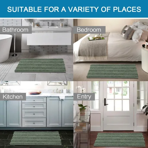 Miniatura 72 de H.VERSAILTEX Alfombras de baño para cuarto de baño, antideslizantes, tapetes de baño extragruesos, de felpilla, a rayas, alfombra de 20" x 32