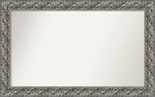 Miniatura 331 de Amanti Art Espejo de baño plateado para sobre fregadero, 26 x 26 pulgadas, espejo cuadrado de níquel pulido, marco de madera tradicional mediano, se