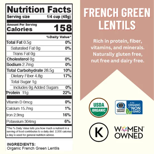 Miniatura 2 de Mountain High Organics Lentejas verdes francesas bolsa de 25 libras, 25 libras