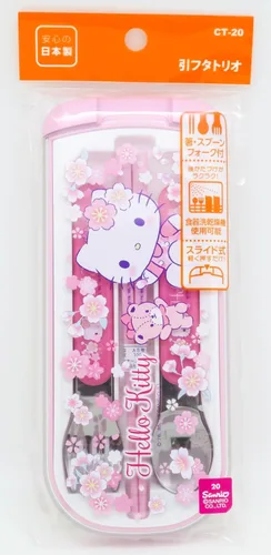 Miniatura 5 de OSK CT-20 - Juego de cubiertos de Hello Kitty, Sakura, tirar, trío, palillos, cuchara, tenedor, hecho en Japón, deslizante, apto para lavavajillas