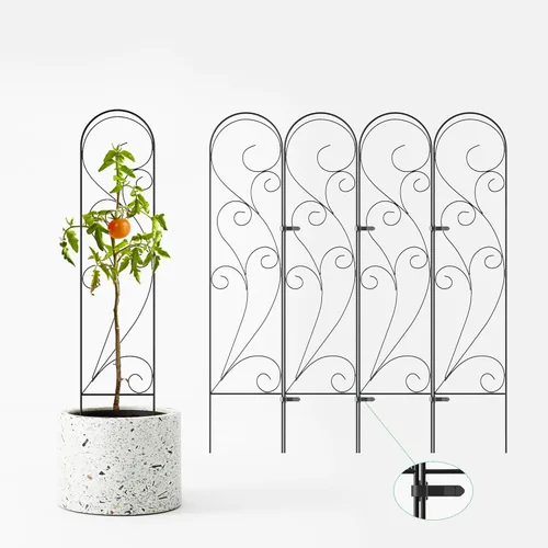Miniatura 8 de Zhongma Paquete de 2 enrejados de metal para jardín para plantas trepadoras, valla de metal de 77.2 pulgadas de alto, soporte de enrejado