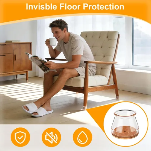 Miniatura 4 de Ansible 36 Pack Protectores de Patas de Silla para Pisos de Madera Dura, Fundas de Silicona y Fieltro, Almohadillas, Tapas, Protegen los Pies