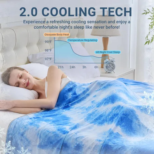 Miniatura 5 de Manta refrescante para durmientes calurosos tamaño individual 60"x80", manta de verano ultra fría que absorbe el calor para mantener el cuerpo