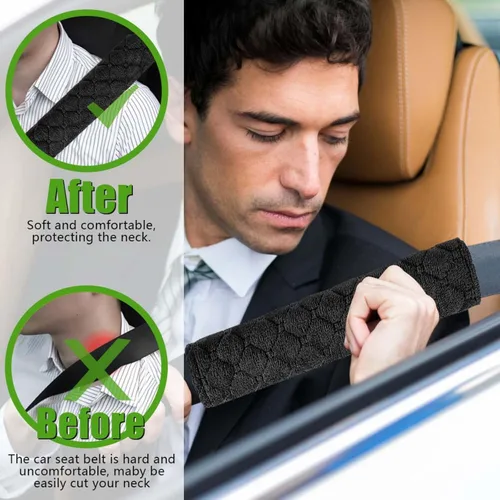 Miniatura 5 de Paquete de 5 Almohadillas Protectoras de Cinturón de Seguridad de Automóvil Suaves y Cómodas para Proteger el Cuello y los Hombros (Negro)