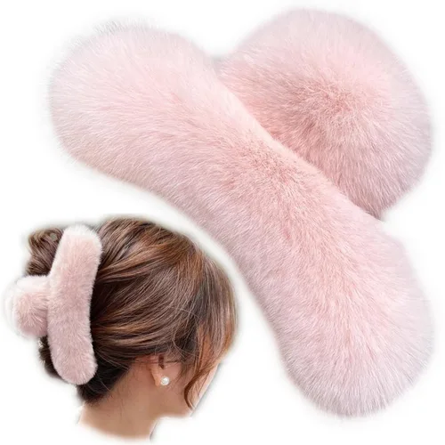 Miniatura 3 de YOYLMAL - Pinza grande de pelo sintético para mujer, 5.1 pulgadas, pinzas de pelo mullidas y esponjosas, antideslizantes, fuerte sujeción peluda