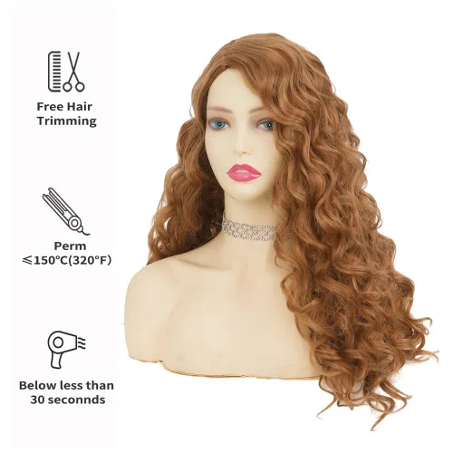 Miniatura 3 de Tseses Long Blonde Curly Wig for Women Natural Wave Hair Wigs for White Women Cosplay Party Theater Costume Wig