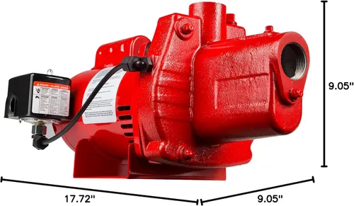 Miniatura 10 de Bomba de chorro Red Lion RJS-50-PREM para pozos poco profundos, de hierro fundido, Rojo, 602207