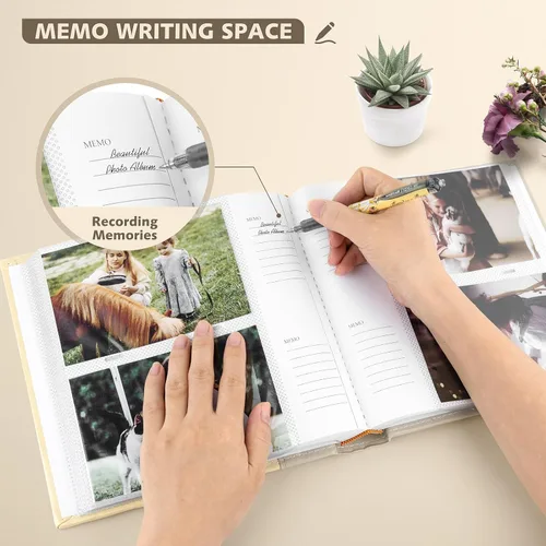 Miniatura 4 de Golden State Art, Álbum de fotos de piel sintética con capacidad para 200 fotos de 4 x 6 pulgadas con espacio de escritura de notas, ideal