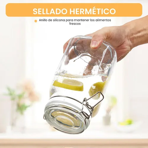 Miniatura 3 de CHEFSTORY Tarros de vidrio herméticos de 50 onzas con tapas, 3 recipientes de almacenamiento de alimentos para organización de cocina y despensa