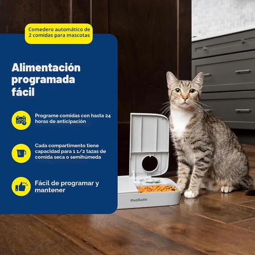 Miniatura 2 de PetSafe Analog 2 Comedero Programable para 2 Comidas para Mascotas, Comedero Automático para Perros y Gatos - Dispensador de Comida Seca