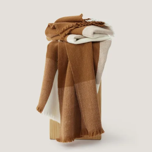 Miniatura 8 de Manta de Lana de Alpaca de Doble Costura - Manta Cálida y Suave para Sofá, Lujosa y Decorativa de Vellón, Cuadros de Otoño, Regalo para el Día