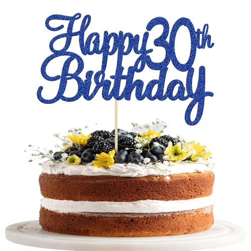 Miniatura 15 de Gyufise 1 decoración para pastel de cumpleaños número 10 con purpurina azul para tarta de 10 años de edad, decoraciones fabulosas para tartas