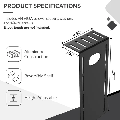 Miniatura 3 de HumanCentric Montura para Monitor DSLR Pequeña, Montaje de Cámara de Escritorio, Luz para Webcam, Estante para Micrófono para Brazo VESA de Monitor
