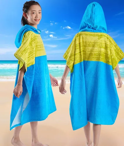 VOOVA & MOVAS Toallas de playa con capucha (8-16 años), poncho de toalla de piscina con capucha de algodón grueso y absorbente, versátil para