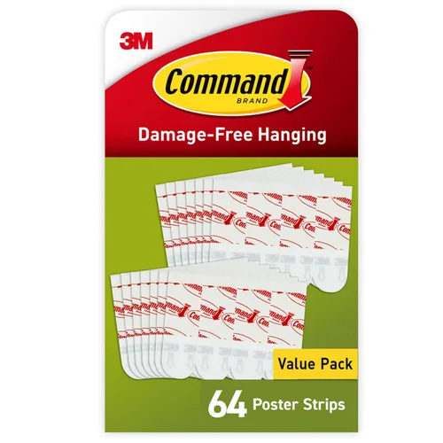 Miniatura 9 de Command Small Poster Strips, 128 White Adhesive Strips (2 Packs of 64), Damage-Free Hanging for Posters, Kids’ Artwork, Banners & Signs, No Tools
