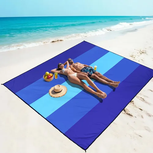 Miniatura 4 de WIWIGO Manta de playa impermeable a prueba de arena tapete de playa 79" X 83"/10'x9' para 2-8 adultos, de secado rápido, tapete de picnic al aire