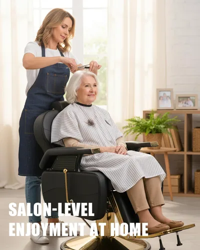 Miniatura 5 de Silla de peluquería resistente para peluquería 360° Swivel 135° Recline 550 LBS Adjustable Headrest Hydraulic Pu Leather Ideal for