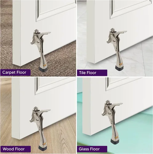 Miniatura 3 de HOME&I Tope de puerta de 4 pulgadas, tope de puerta de pedal manos libres con pie de goma ajustable, soporte de puerta resistente para el hogar