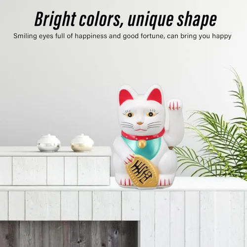 Miniatura 5 de Lucky Fortune Cat, gato de la suerte japonés con brazo agitado, figura de gato de buena suerte de Feng Shui, funciona con pilas, adorno