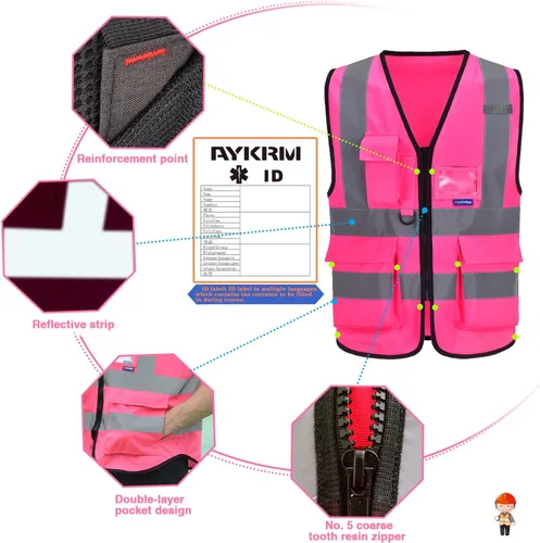 Miniatura 5 de A-SAFETY Chaleco de Seguridad Reflejante de Alta Visibilidad con Logo Personalizado (XS-8XL)