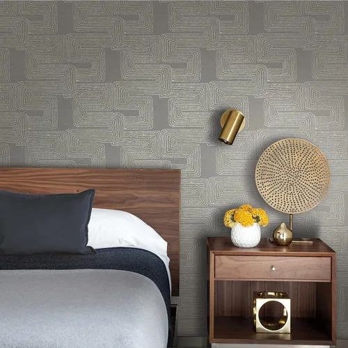 RoomMates RMK12215PL Nikki Chu Papel Tapiz Autoadhesivo Despegar y Pegar Zulu Signature Gris y Plateado Metálico