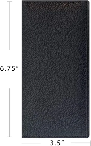 Miniatura 4 de Funda básica de piel auténtica negra para chequera para hombres y mujeres