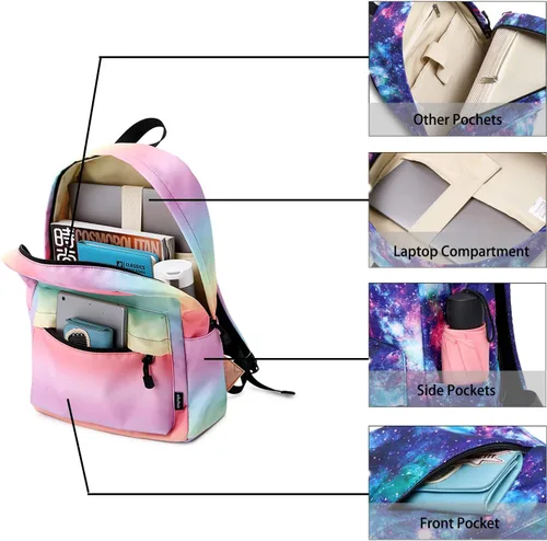Miniatura 4 de Abshoo - Mochilas ligeras resistentes al agua para librero escolar, Arcoiris (Rainbow)), BPDG23-10