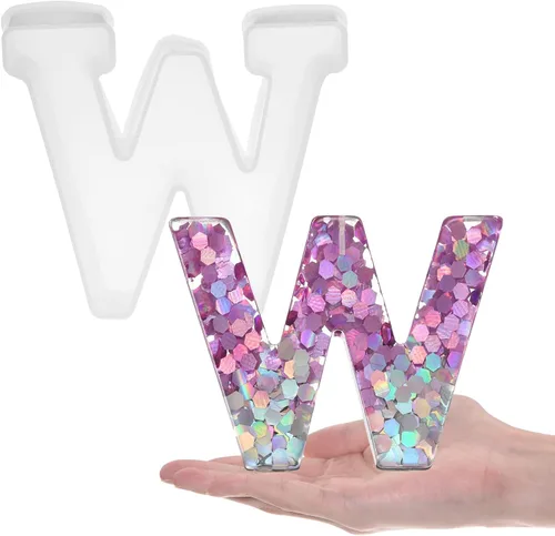 Miniatura 23 de HARFINGTON Moldeo de resina grande con letra S de 6 pulgadas, molde de silicona con alfabeto mayúscula 3D para arte de letreros de palabras