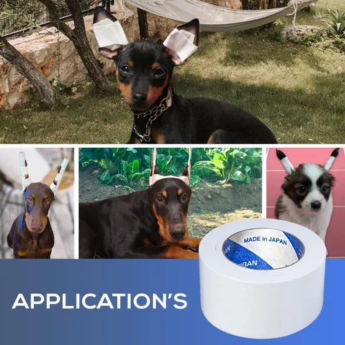 Miniatura 6 de Cinta adhesiva para los oídos para perros, paquete de 2 con hisopos de algodón limpiador de oídos para perros, cinta de algodón autoadhesiva