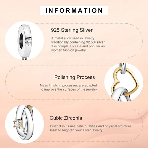 Miniatura 4 de H.ZHENYUE Colgante de plata esterlina S925 para pulsera, collar, amor, regalos para mujeres y niñas, Plata esterlina, Circonita Cúbica