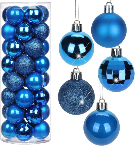 Miniatura 27 de Adornos de bolas de Navidad negras de 2.36 pulgadas, 25 piezas inastillables, set de adornos de Navidad, bolas de Halloween, adorno negro para árbol