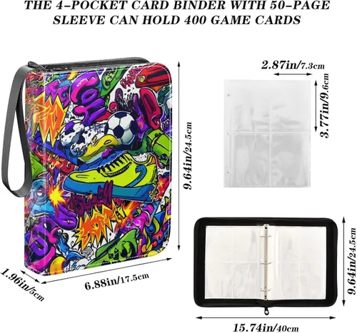 Miniatura 3 de OTVEE Carpeta de tarjetas con 4 bolsillos, soporte para 400 tarjetas con 50 mangas, carpeta de colección de tarjetas, soporte para libros de béisbol