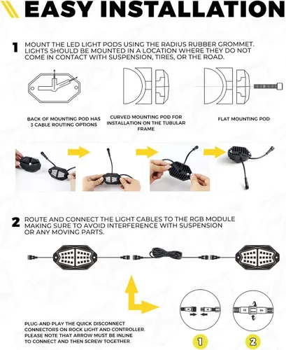 Miniatura 6 de Xprite 4 Vainas Luces LED RGB Rock, Aluminio Ángulo Amplio 220° con Control Remoto APP/RF Efecto de Secuencia, Sincronización de Música y Señales