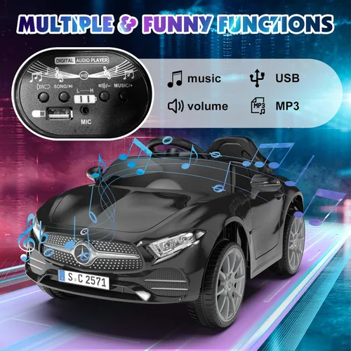 Miniatura 5 de Auto de paseo para niños de 12 V con control remoto de 2.4 G, automóvil eléctrico alimentado por batería, puertas dobles, cinturón de seguridad, luz