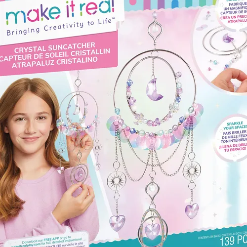 Miniatura 8 de Make It Real: Atrapasoles de cristal para bricolaje, plateado, morado y tonos suaves, crea tu propio hermoso atrapasoles, 139 piezas incluidas, kit