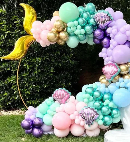 Miniatura 7 de Kit de arco de globos azules y verdes, kit de arco de guirnalda de globos azul marino y verde oscuro con globos de papel de aluminio de estrella 4D