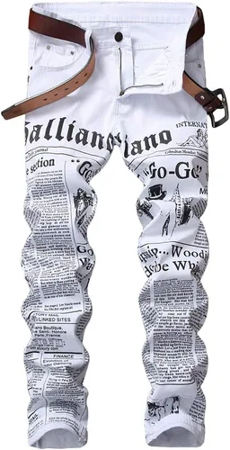 Miniatura 160 de Baylvn - Pantalones de mezclilla entallados y estampados para hombre con corte recto