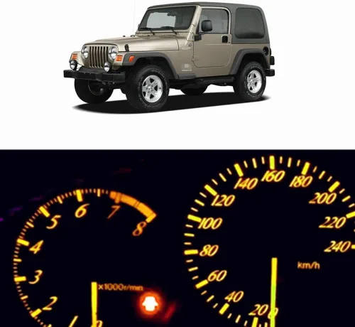 Miniatura 2 de WLJH Panel de instrumentos blanco racimo velocímetro medidor tacómetro odómetro temperatura aceite indicador luz LED paquete para Jeep Wrangler TJ