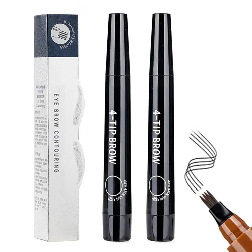 Miniatura 8 de 2 bolígrafos de contorno de cejas Microblading, lápiz mágico impermeable 3D para cejas, 4 puntas, lápiz de cejas mágico, de larga duración y a Marrón