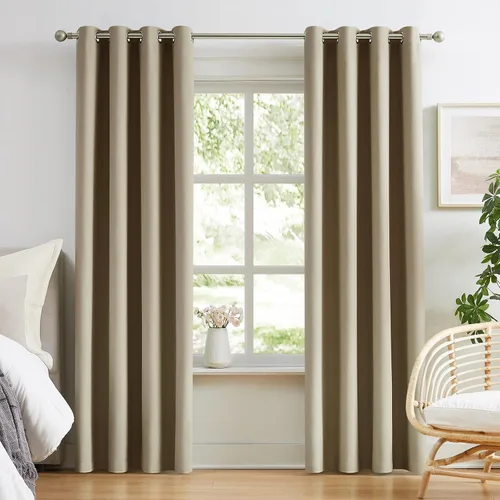 Miniatura 8 de Melodieux - Cortinas opacas para dormitorio color azul claro, cortinas oscuras de 72 pulgadas de largo, juego de 2 paneles, 100% de algodón