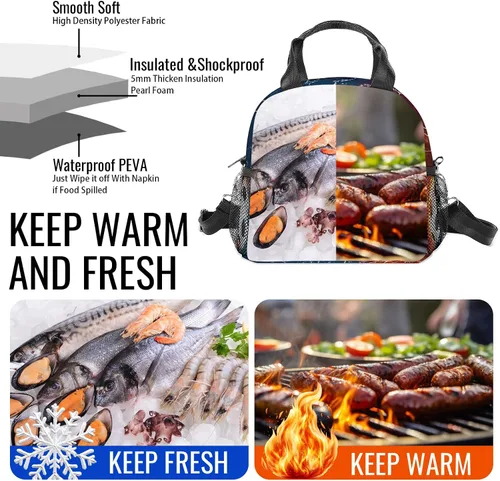 Miniatura 6 de Bolsa de almuerzo de fútbol con aislamiento, bolsa de comida de gran capacidad para niños, mujeres y hombres, bolsa enfriadora, impermeable, correa