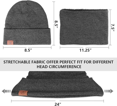 Miniatura 6 de Winter Beanie Daily Hat - Thermal Polar Fleece Ski Stocking Skull Cap for Men and Women Set