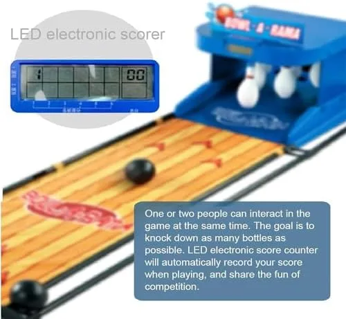 Miniatura 5 de Juego de bolera electrónica para interiores: consola deportiva portátil con puntuación automática, fácil de usar y almacenar, perfecto