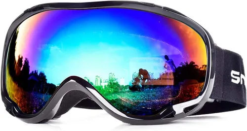 Miniatura 17 de Gafas de esquí para esquí, snowboard, motos de nieve para hombres, mujeres y adultos, antivaho 100% protección UV A2-marco blanco brillante/lente